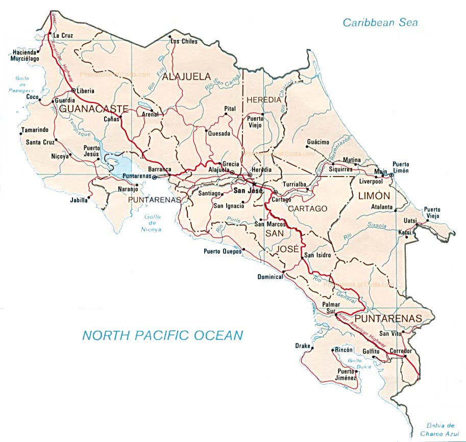 map of costarica