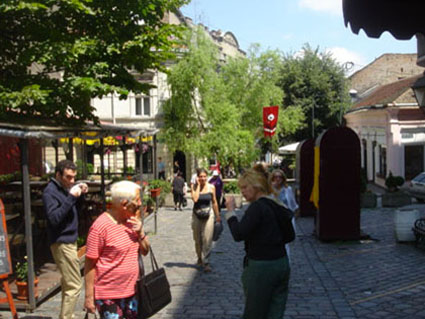 Pictures of Belgrade (the actress Marie France Lacoste walking through the old city center)