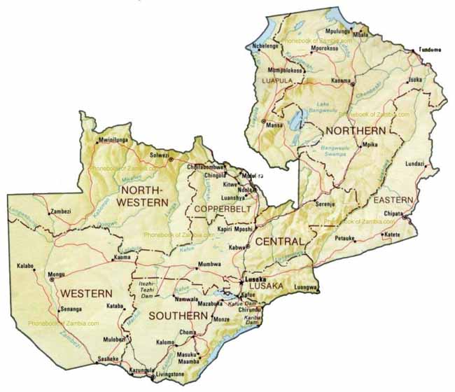 a map of zambia. map of Zambia