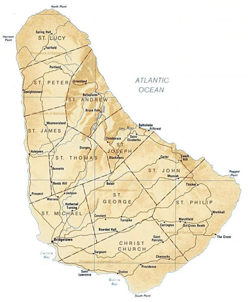 map of Barbados