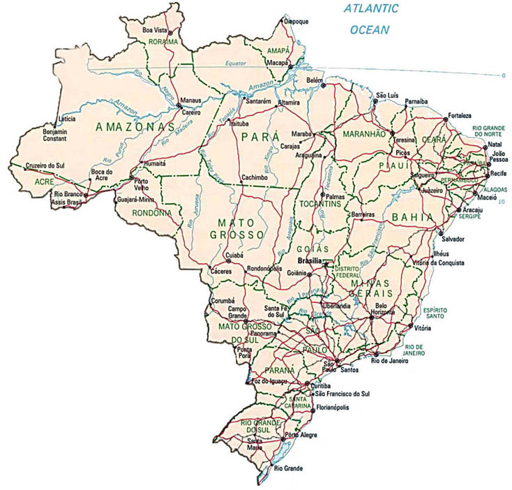 Map of Brazil by Phonebook of Brazil.com