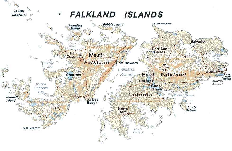 map of the Falkland Islands