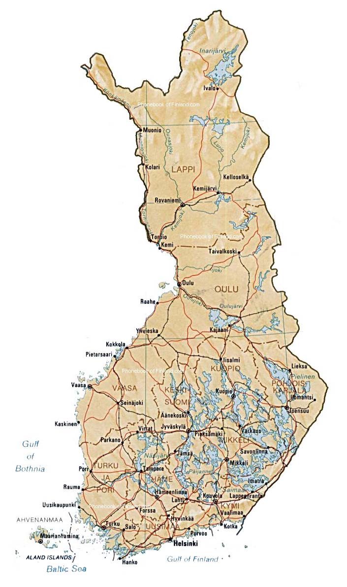 Map of Finland by Phonebook of Finland.com