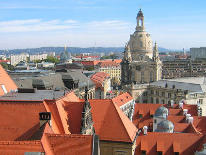 View on the recetly reconstructed Frauenkirche in Dresden