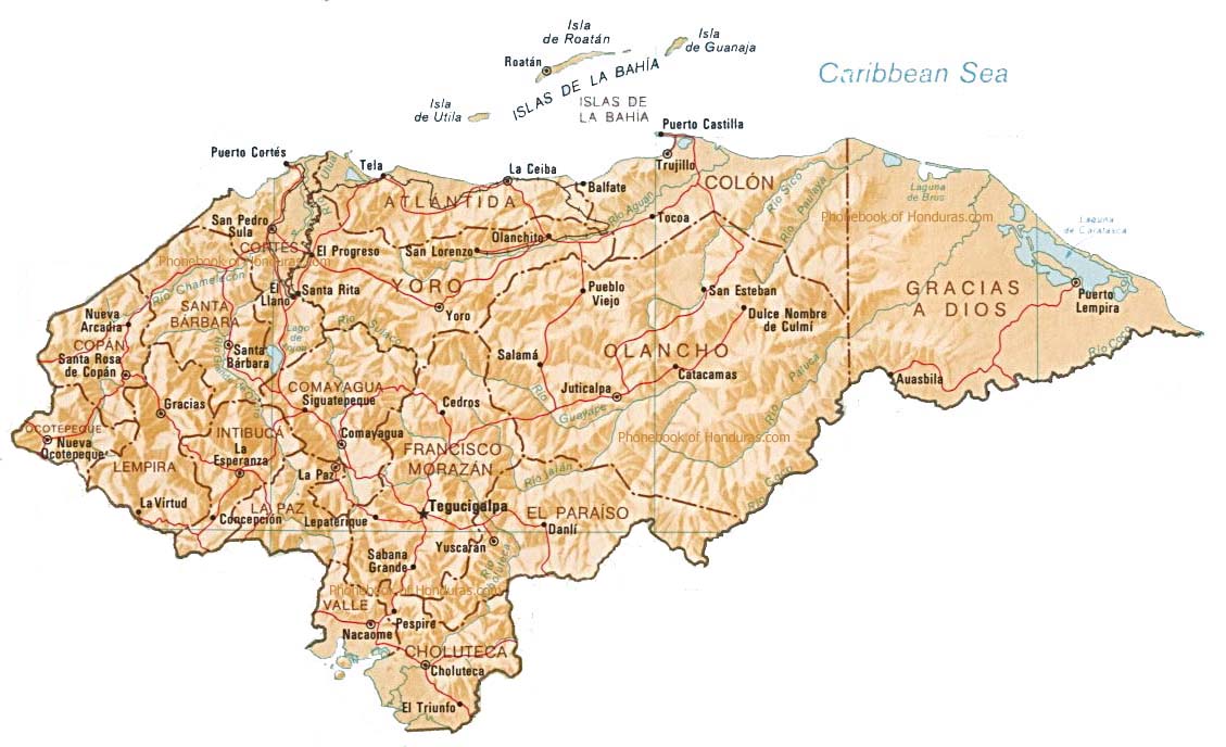 map of honduras