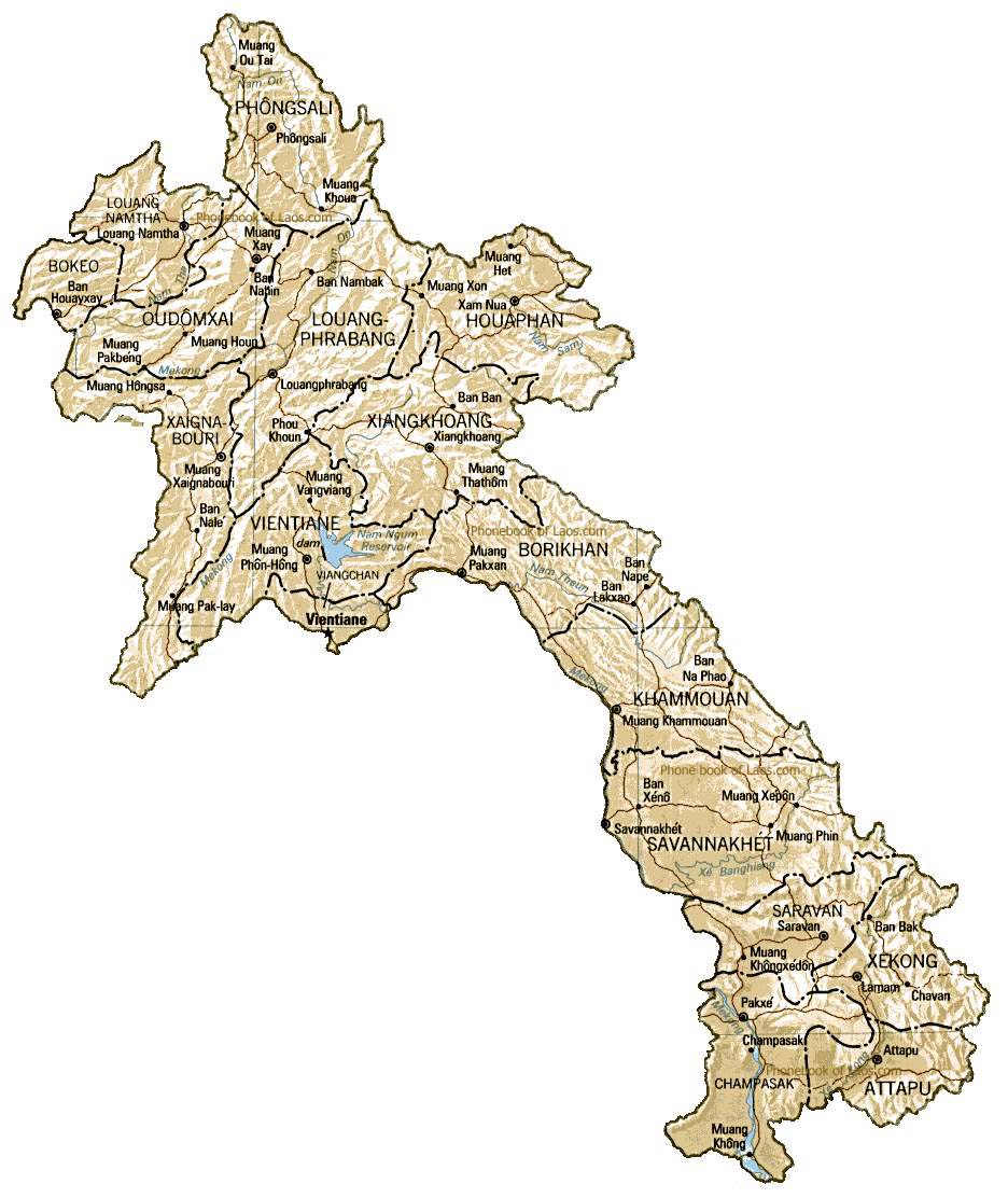 map of laos
