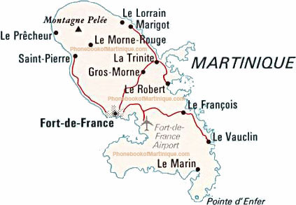 map of martinique