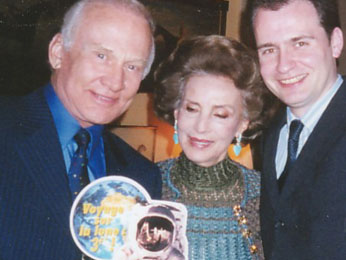 Buzz Aldrin, Aimee de Heeren and Ben Solms, editor of the Phonebook of the World