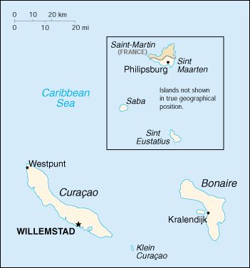 map of the Netherlands Antilles