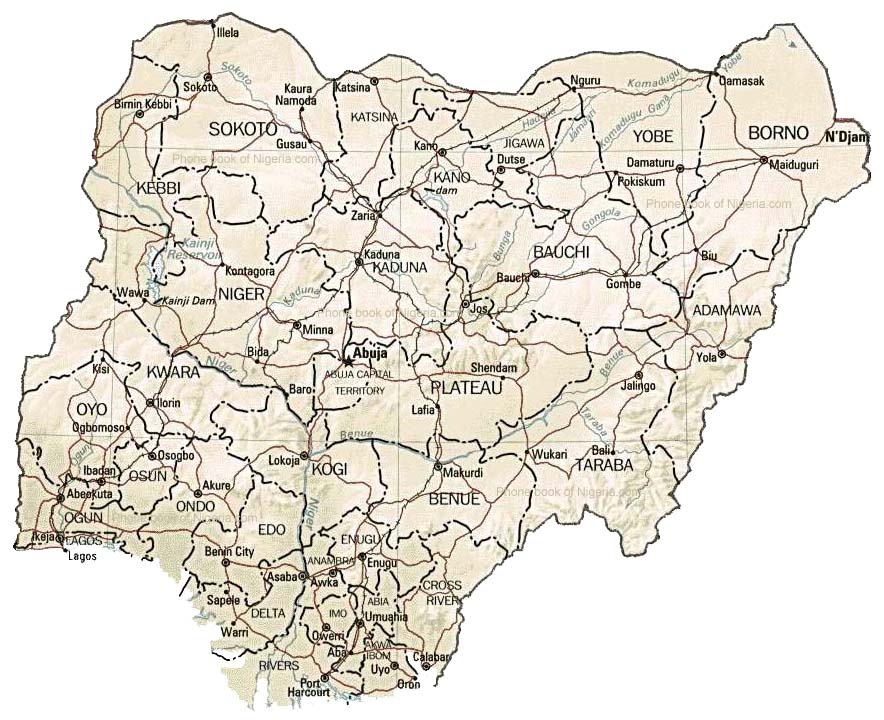 map of nigeria