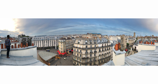 Panorama view over Paris and the Awaxland Pop Up Store