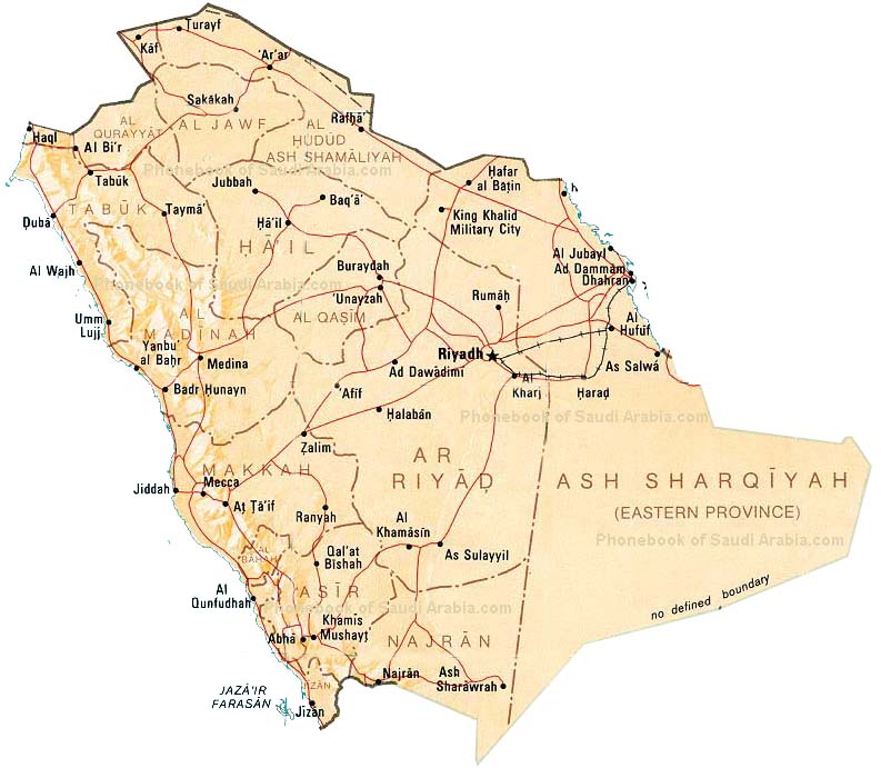 map of saudiarabia