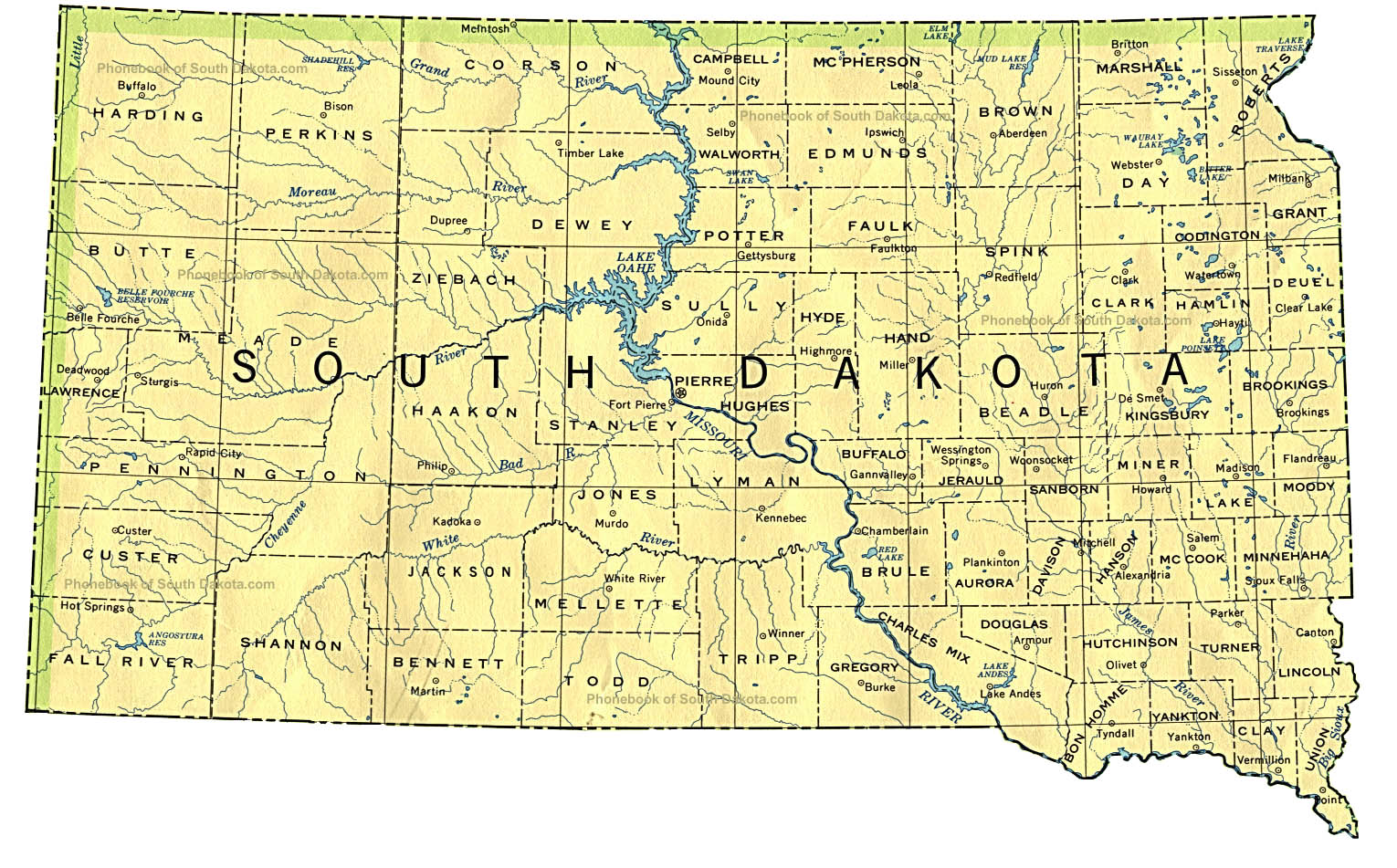 map of southdakota