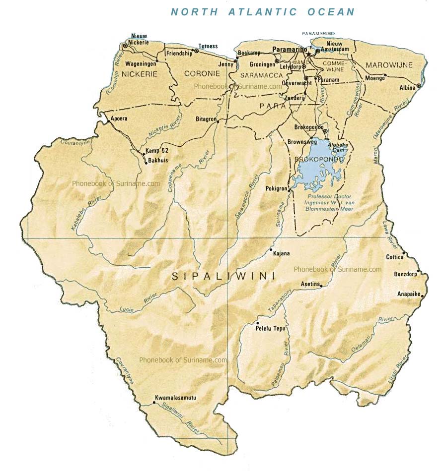 map of suriname