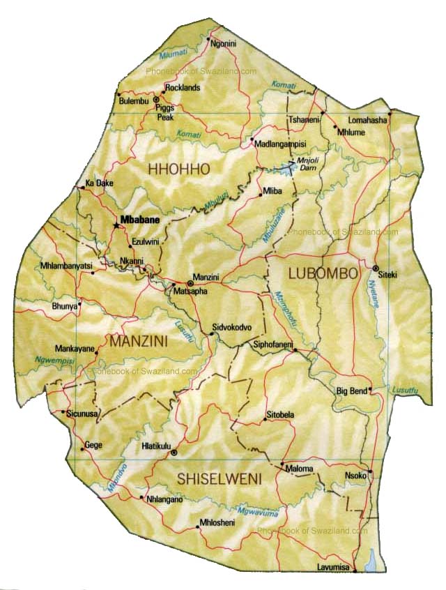 map of swaziland