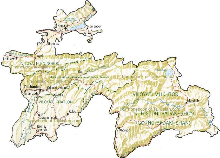 map of tajikistan