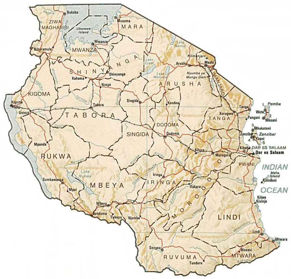 map of tanzania
