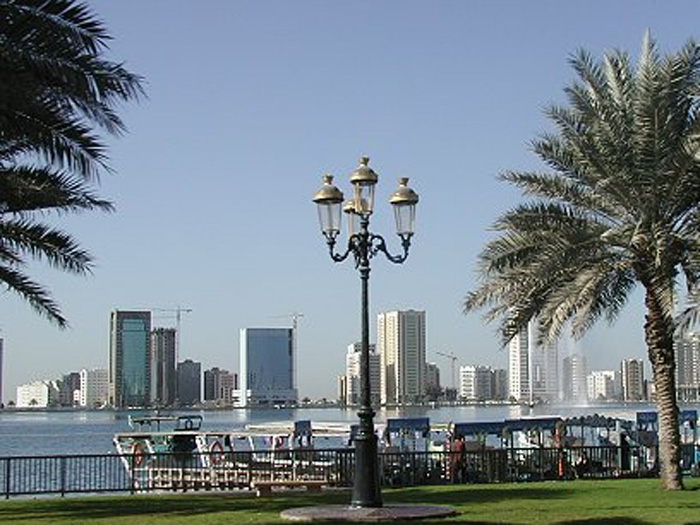 view on Dubai from the Kempinski Hotel Ajman