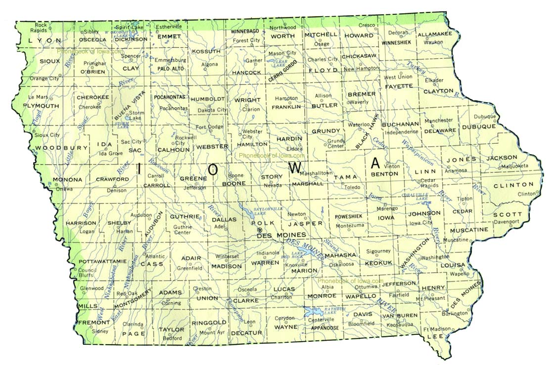 Map of Iowa by Phonebook of Iowa.com