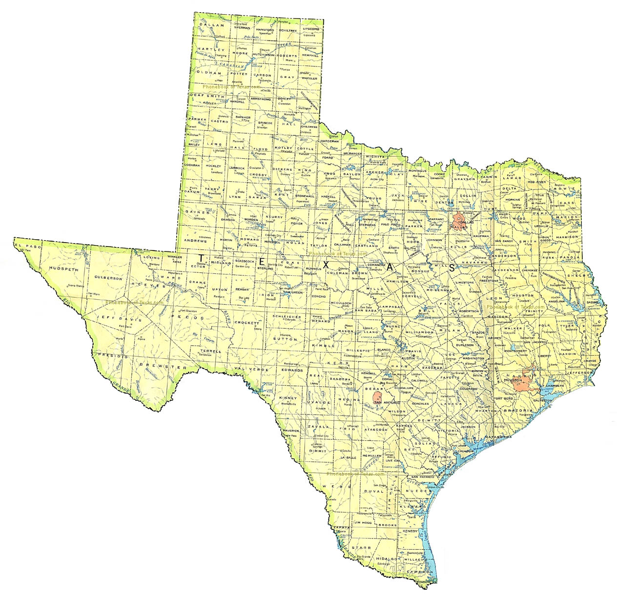 Map of Texas by Phonebook of Texas.com