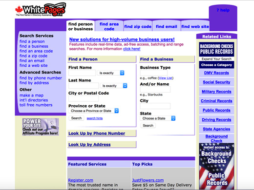 Whitepages.ca  from 2002