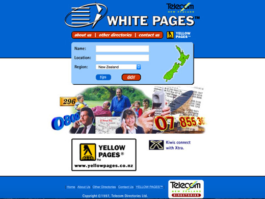 white pages. con